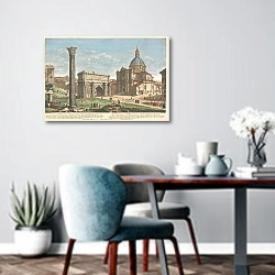 «A View of St. Martin’s Church, Also of the Arch of Septimius Severus, through which the Roman Generals marched in their Triumphs to the Capitol.» в интерьере современной кухни над обеденным столом