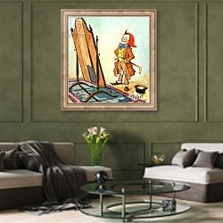 «Norman Gnome 6» в интерьере гостиной в оливковых тонах