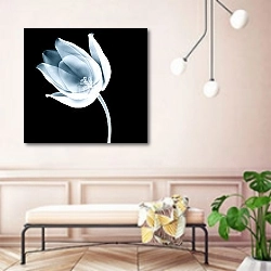 «Рентгеновское изображение тюльпана на черном» в интерьере современной прихожей в розовых тонах