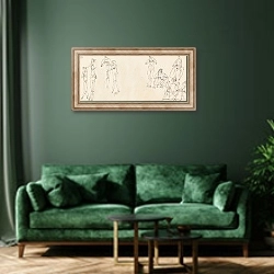 «Angebot» в интерьере зеленой гостиной над диваном