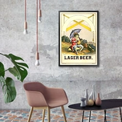 «Lager beer» в интерьере в стиле лофт с бетонной стеной