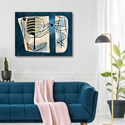 «Untitled» в интерьере современной гостиной над синим диваном