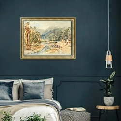 «Ручей Тарохонга, Римутака-роуд» в интерьере классической спальни с темными стенами