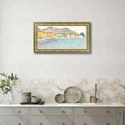 «Вид итальянского города на воде» в интерьере современной светлой кухни