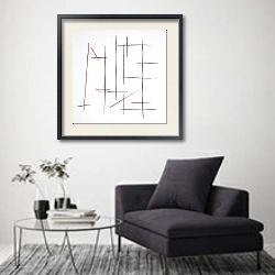 «Scratched lines №6» в интерьере в стиле минимализм над креслом