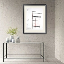 «Scratched lines №1» в интерьере в стиле минимализм над столом