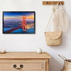 «США, Сан-Франциско. Мост Золотые Ворота» в интерьере в стиле ретро над комодом