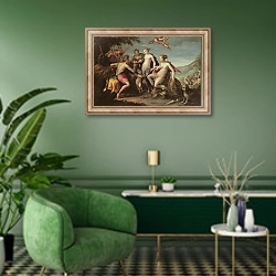 «The Judgement of Paris 2» в интерьере гостиной в зеленых тонах