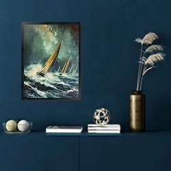 «Sailing through the storm» в интерьере в классическом стиле в синих тонах