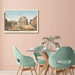 «The Church of Santa Maria della Rotonda at Rome; It was the famous Pantheon of the Antients erected 30 years before the birth of our Saviour» в интерьере современной столовой в пастельных тонах