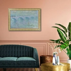 «Waterloo Bridge in the Fog, 1903» в интерьере классической гостиной над диваном