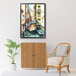 «Венеция, канал, акварель» в интерьере в классическом стиле над комодом