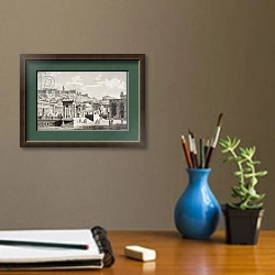 «Imaginary view of the market place of Agora in Athens, ancient Greece, 'El Mundo Ilustrado', 1880» в интерьере кабинета с бежевыми стенами над столом