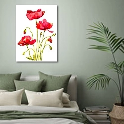 «Цветочный вечер» в интерьере современной спальни в зеленых тонах