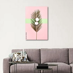 «Кокос на пальмовом листе» в интерьере в скандинавском стиле над диваном
