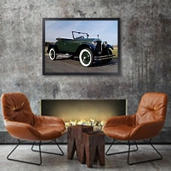 «Hupmobile Series R Special Roadster '1924» в интерьере в стиле лофт с бетонной стеной над камином