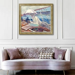 «Мадам Хеллеу на борту яхты ‘Птица’» в интерьере гостиной в классическом стиле над диваном