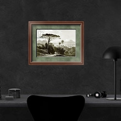 «Vesuvius» в интерьере кабинета в черных цветах над столом
