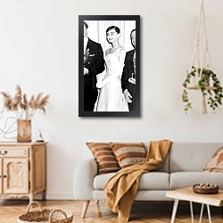 «Хепберн Одри 26» в интерьере гостиной в стиле ретро над диваном