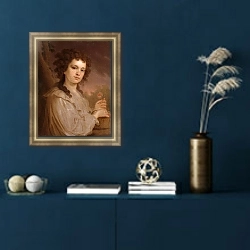 «Портрет Ольги Кузминичны Филипповой» в интерьере в классическом стиле в синих тонах