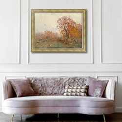 «Ноябрьское утро» в интерьере гостиной в классическом стиле над диваном