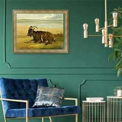 «Одинокий скорбящий» в интерьере в классическом стиле с зеленой стеной