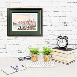 «Кордора, смотрящая вниз по Гвадалкиверу» в интерьере кабинета с белой кирпичной стеной