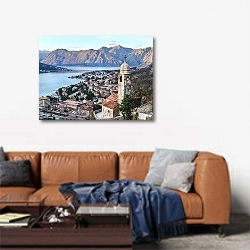«Черногория, Котор. The old church and the bay» в интерьере современной гостиной над диваном