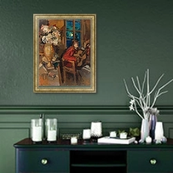 «Вечерняя серенада» в интерьере прихожей в зеленых тонах над комодом