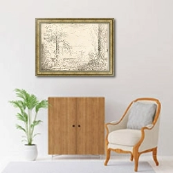 «Nymphe assise accoudée au pied d’un arbre» в интерьере в классическом стиле над комодом