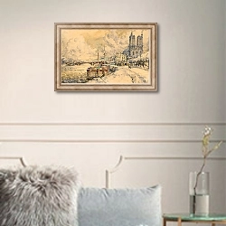 «Vue de la cathédrale de Mantes-la-Jolie» в интерьере в классическом стиле в светлых тонах