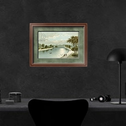 «The Serpentine, from the Bridge» в интерьере кабинета в черных цветах над столом