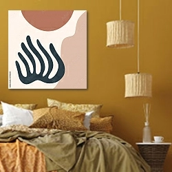 «Осенний коллаж 165» в интерьере спальни  в этническом стиле в желтых тонах