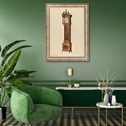 «Tall Clock» в интерьере гостиной в зеленых тонах