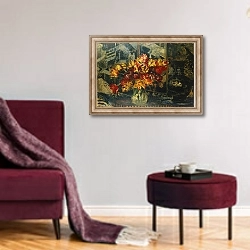 «Bunch of Tulips and a Screen; Bouquet de Tulipes au Paravent,» в интерьере гостиной в бордовых тонах