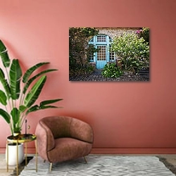 «Франция, Бретань, коттедж» в интерьере современной гостиной в розовых тонах