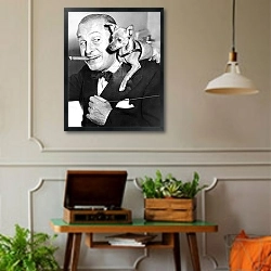 «Шутливый дуэт» в интерьере комнаты в стиле ретро с проигрывателем виниловых пластинок