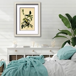 «Palm Warbler» в интерьере спальни в стиле прованс с голубыми деталями