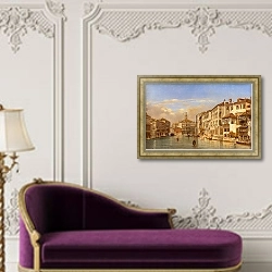 «Gondoles sur le Grand canal, Venise» в интерьере в классическом стиле над банкеткой