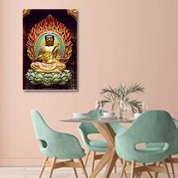 «Статуэта Будды» в интерьере современной столовой в пастельных тонах