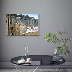 «Италия, Тоскана. Средневековый Сорано №18» в интерьере современной гостиной в серых тонах