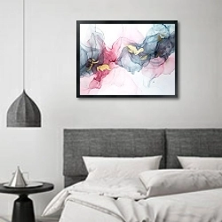 «Pink vortex» в интерьере спальне в стиле минимализм над кроватью