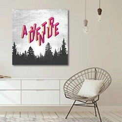 «Приключение в тумане» в интерьере белой комнаты в скандинавском стиле над комодом