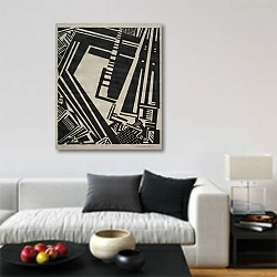 «Illustration» в интерьере гостиной в стиле минимализм в светлых тонах