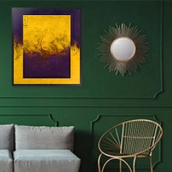 «Damascene Moment: Blue and Gold, 2010» в интерьере классической гостиной с зеленой стеной над диваном