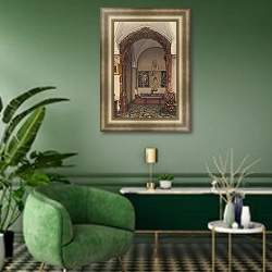 «Виды залов Зимнего дворца. Альков кабинета великого князя Николая Николаевича» в интерьере гостиной в зеленых тонах