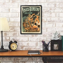 «Фоли Бержер ... львы и львицы Мистера Беллиама» в интерьере кабинета в стиле лофт над столом