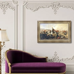 «Дело при селении Телише в 1877 году. 1888» в интерьере в классическом стиле над банкеткой