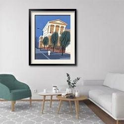 «Петровка 38» в интерьере гостиной в скандинавском стиле с зеленым креслом