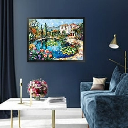 «Water lily pond» в интерьере в классическом стиле в синих тонах